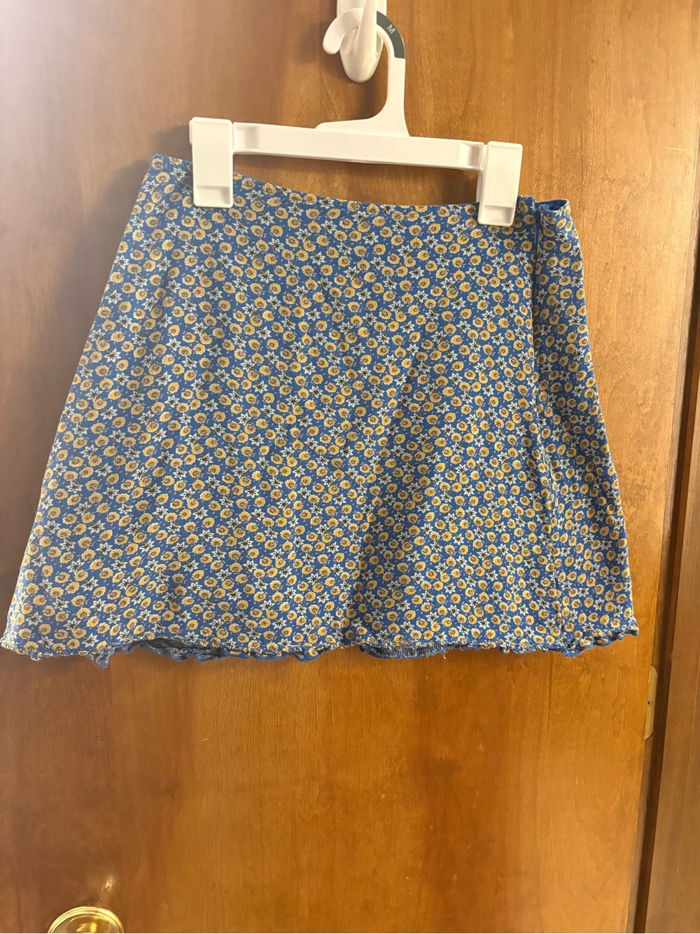 bp Blue Floral Mini Skirt with Yellow Accents